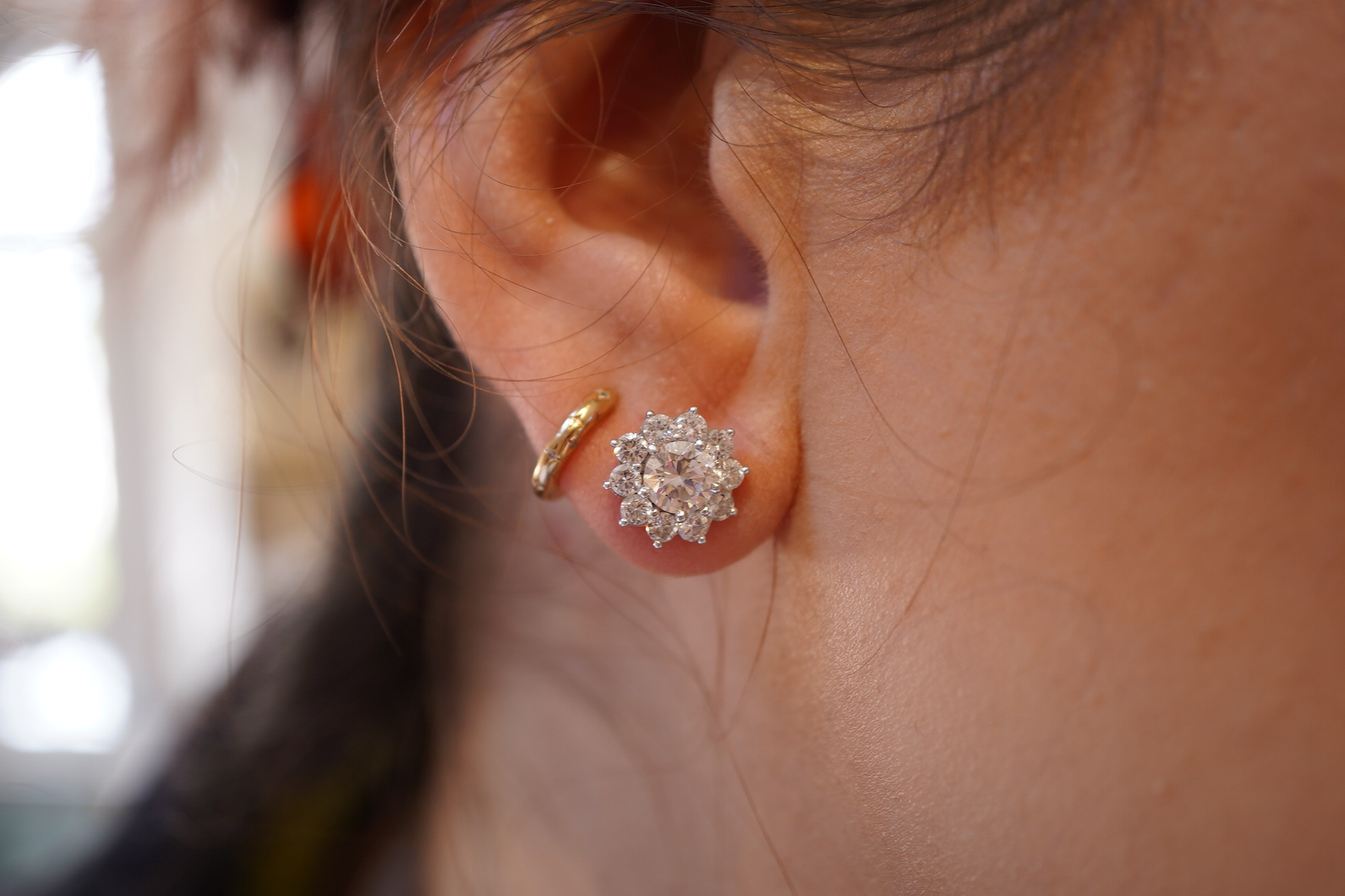 A pair of diamond earrings